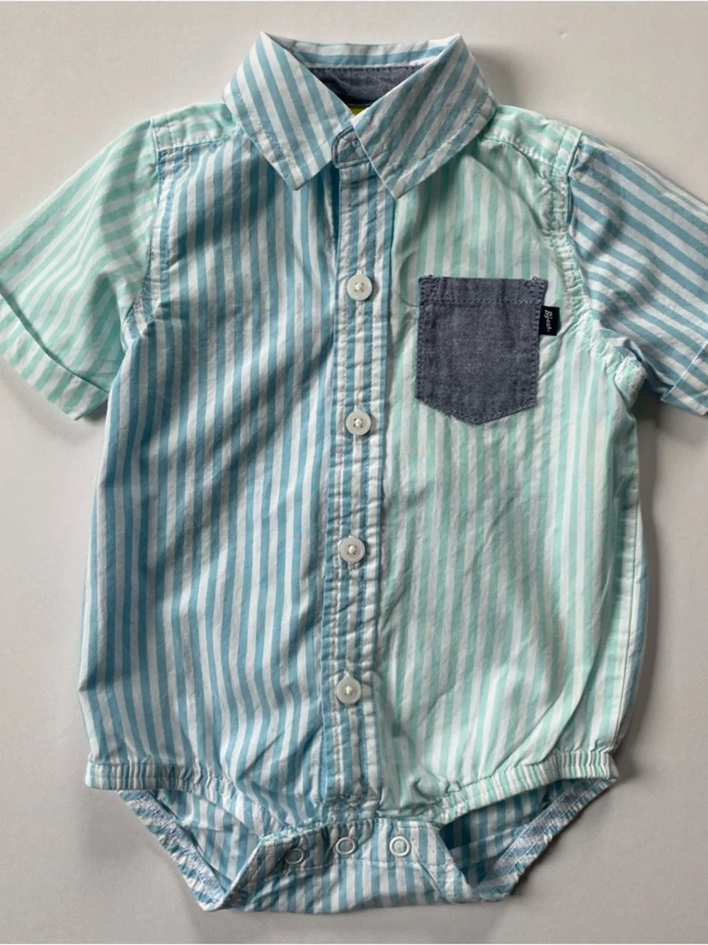 Oshkosh B'gosh Boys One Piece Size 6 Months Striped Shirt Rolled Sleeve Baby